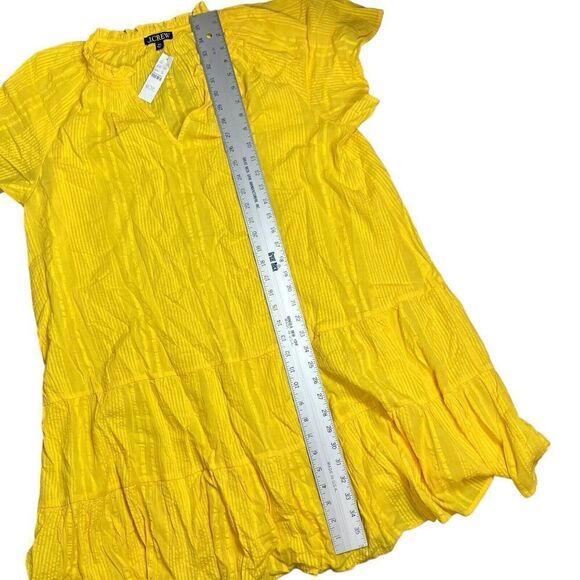 J.Crew Dress Women’s XXL Ruffle-trim tiered in cotton dobby yellow BR466 V-Neck - Picture 3 of 10